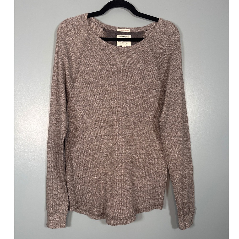 Lucky Brand Men's Gray Crew Neck Waffle Knit Long Sleeve Thermal Shirt Size M